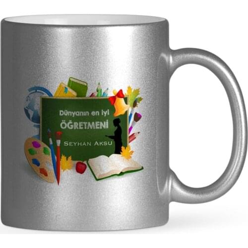 Personalized World Best Öğretmeni Silver Gilt Mug Cup-26