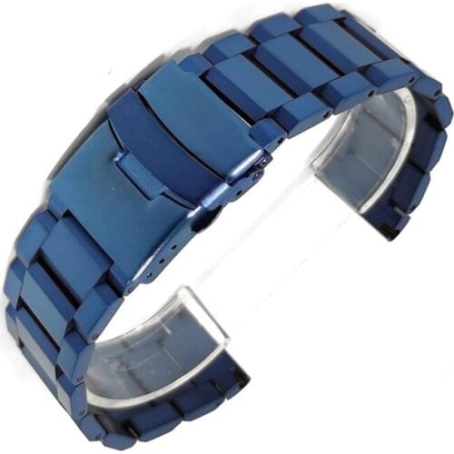 Stainless Steel Metal Watch Band With Safety Clasp For Casio Samsung 18mm 20mm 22mm 24mm Replacement Premium Strap Bracelet