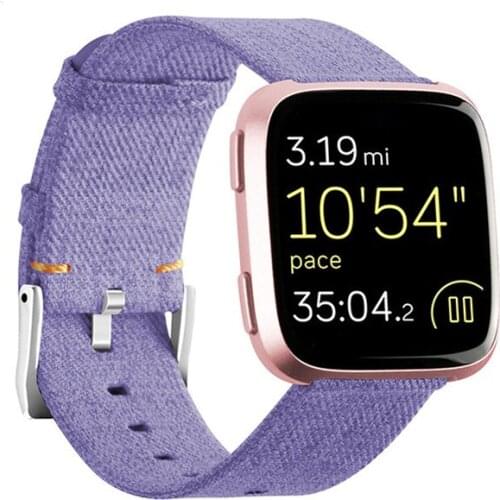 8 Colors Replacement Canvas Watchband Buckle Strap Wristband for Fitbit Versa/Versa Lite Smartwatch Wrist Bracelet
