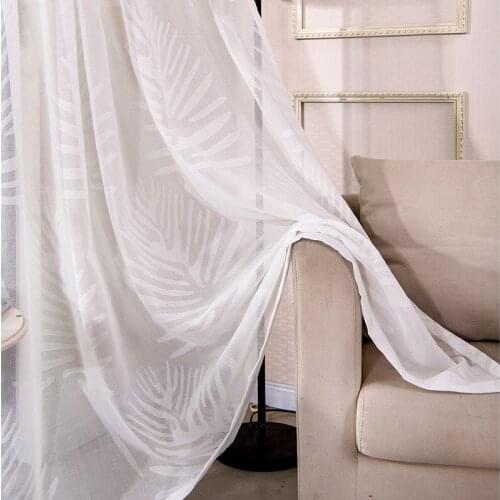 Modern White Leaves Tulle Curtains Sheer for Living Room Bedroom Window Jacquard Luxury Curtain Drapes