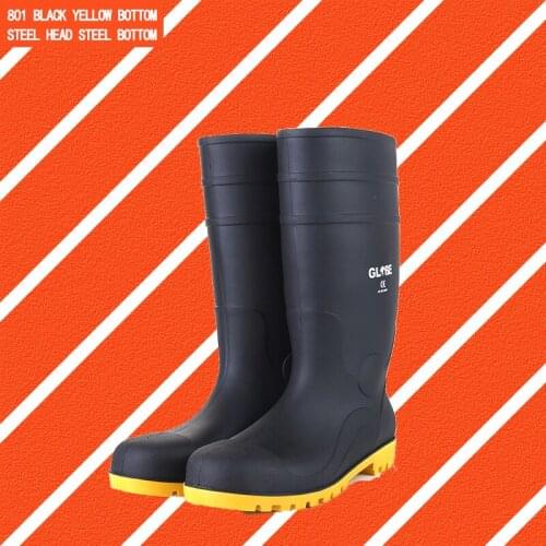 Steel Toe Boots Safety Work Rubber Boots Anti-chemical Rubber Boots Fashionable Black Rubber Rain Shoes Standard Waterproof