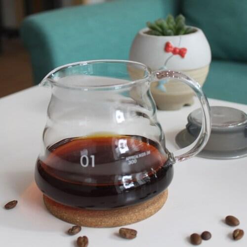 360ml glass hand drip coffee server,glass coffee pot coffee kettle for coffee maker