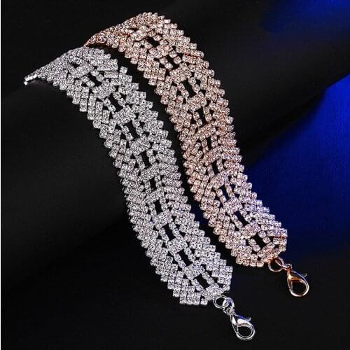 Rhinestone Bracelet Bride Accessories Bracelet Fashion Temperament Hollowed Out Chain 19609-2