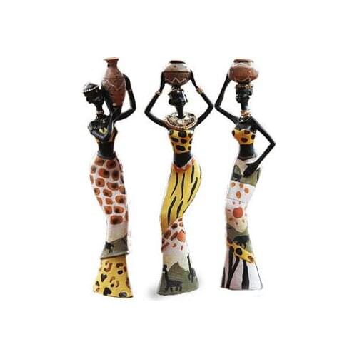 African Woman People Ornaments 3Pcs/lot 6*5*20Cm Home Decoration Accessories Craft Statue