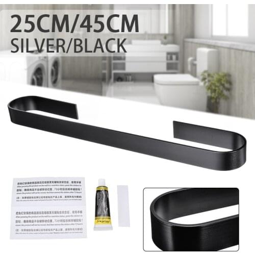 High Quality 25cm/45cm Wall Mounted Self-Adhesive Towel Rack Aluminum Towel Rail Rack Holder Bathroom Tools