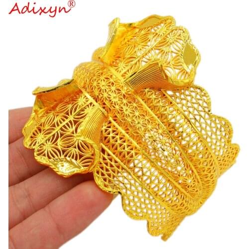 Adixyn Dubai Honorable Gold Color Bangle&Bracelet For Women Ethiopian African Bridal Arab Wedding Gifts N01232