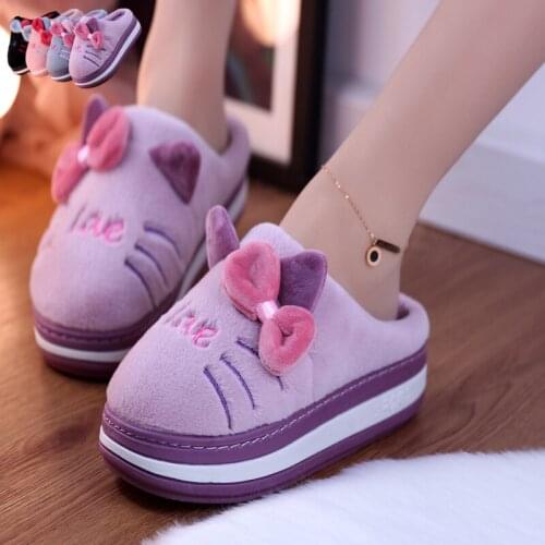 Winter new ladies cotton slippers 2021 new fashion pink sweet thick-soled soft bottom comfortable non-slip warm slippers simple