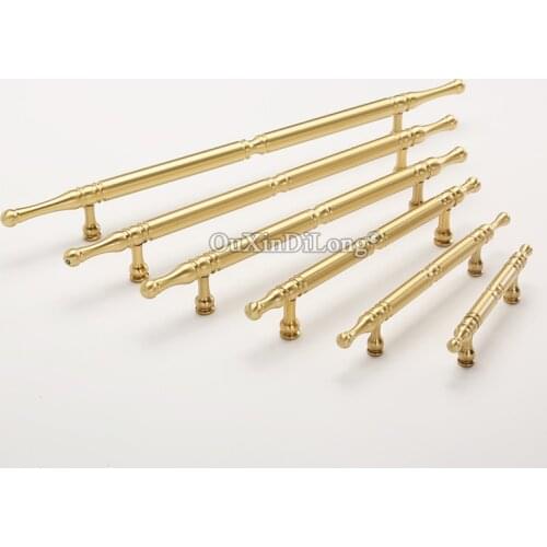 1PCS Satin Brass Furniture Handles and Knobs Nordic Drawer Pens Kitchen Cabinet Handles Cupboard Pulls GF452