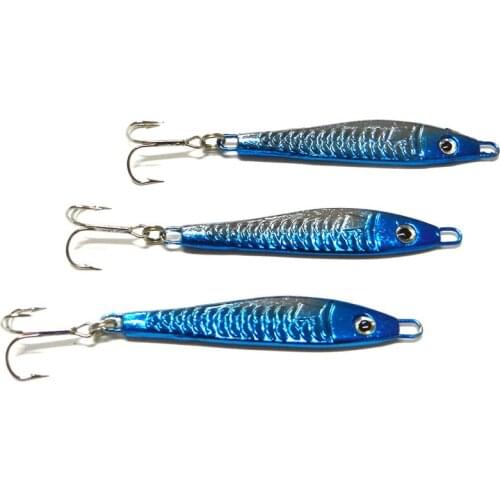 10pcs 8cm 28g 4#hook metal lead fishing lure sea sinking blue bass wobbler carp trout peche fishing bait pesca fishing tackle
