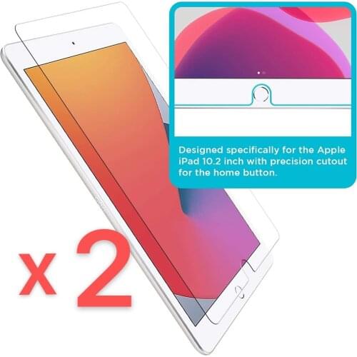 2Pcs Tablet Tempered Glass Screen Protector Cover for Apple IPad 2020 8th 10.2 Inch Anti-Fingerprint Tempered Film