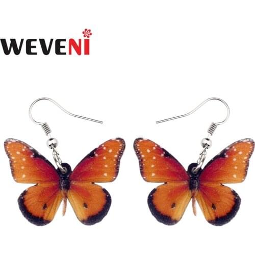 WEVENI Acrylic Fashion Danaidae Butterfly Insect Earrings New Dangle Drop Trendy Jewelry For Women Girls Ladies Female Dropship