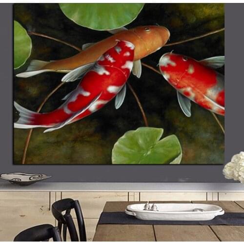 Diy Diamond Painting Chinese Koi Fish Lotus Cross Stitch full Round 5D Diamond Embroidery Kits Picture Of RhinestoneZP-1035