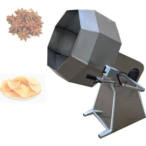 Puffed Rice Beans Drum Flavoring Machine Octagon Snack Food Mixing Seasoning Machine