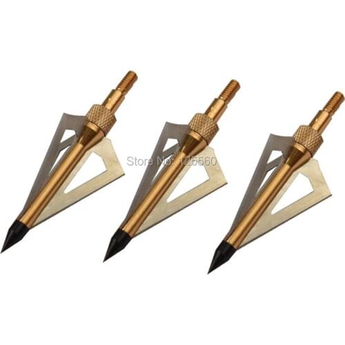 Free shipping 12 pieces gold color 100 grain aftershock hunt arrow head broadhead 3-blade New Beast archery