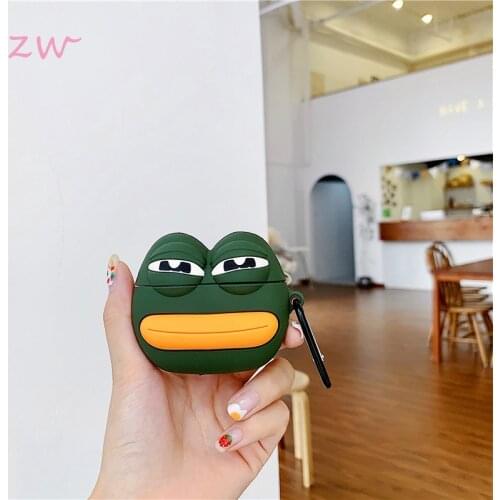 Wireless Bluetooth Airpods Silicone 3D Cartoon Korea Frog Keychain Earphone Case For Airpods1 2 3 Protective Cover Keyring