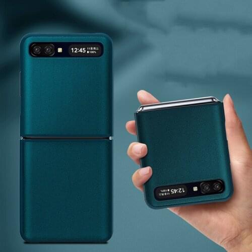 Z Flip Funda Case for Samsung Galaxy Z Flip Solid Color Plain Skin PU Leather Shell Coque Protection Phone Case Cover Z Flip