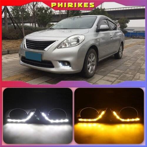 2pcs For Nissan Almera Latio Sunny Versa 2011 2012 2013 DRL Daytime Running Lights Daylight Fog Head Lamp