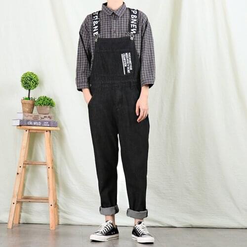 Jeans For Men Mens Oversized Denim Workwear Mens Denim Bib Pants Mens Slim Suspenders Black Jeans Size S-5XL