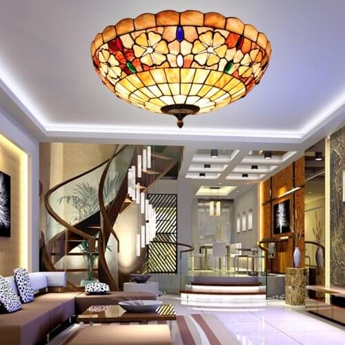 Europe modern tiffany ceiling light shell bedroom balcony hallway ceiling lamp 20inch