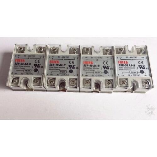 SSR-10AA-H SSR-25AA-H SSR-40AA-H SSR-50AA-H Solid State Relay Module with Plastic Cover AC Control AC 80-250VAC to 90-480VAC