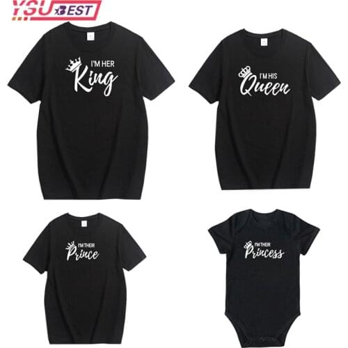 Cotton Matching Family Shirts Family Matching Clothes Matching Father Mother Daughter Son Baby Clothes T-shirt King Queen Shirt