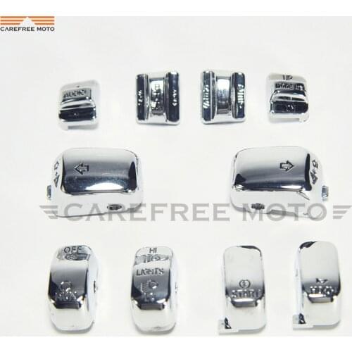 Chrome 10pcs Radio Cruise Control Switch Housing Cover Buttons Cap Kit for Harley Touring 1996-2013 Motorcycle Accessories