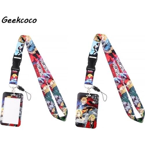 J2560 Anime Necklack Lanyard Key Gym Strap Multifunction Mobile Phone With Card Holder Cover