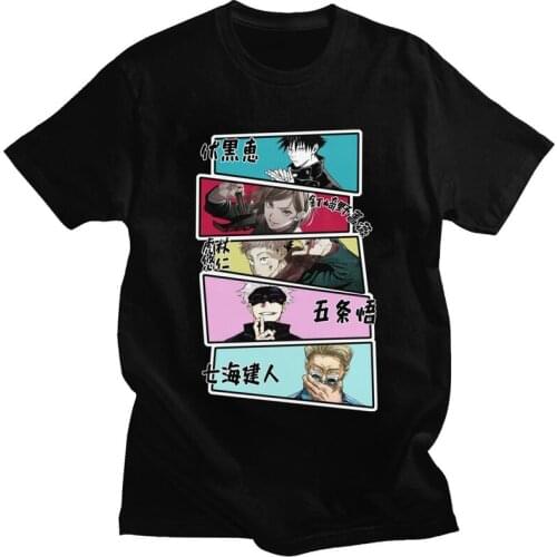 Jujutsu Kaisen Satoru Gojo Yuji Itadori Nobara Kugisaki Tshirt Men Short Sleeved Streetwear T Shirt Anime T-shirt Cotton Tee Top