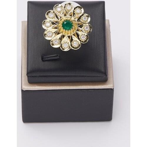 Finger Rings Women Round Crystal Caesar Ring Gold Color Ethnic Wedding Jewelry Ring