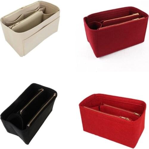 Purse Organizer Insert Felt Bags Handbag with Zipper Tote Shaper Portable Multi Pocket 20CA