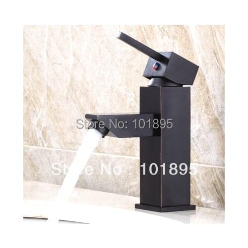 L15686 - Luxury Deck Mounted Black Color Brass Material Square Basin Tap