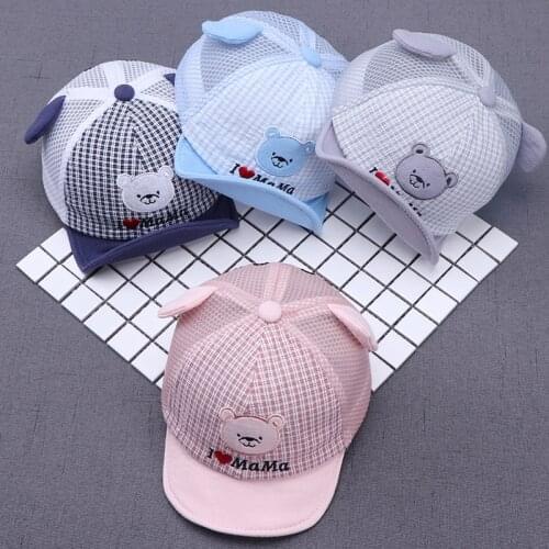Summer Breathable Boy Girl Cap Embroidery Cartoon Bear Kids Baseball Caps Adjustable Children Snapback Hats Casual Baby Hats