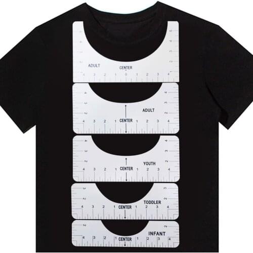 5PCS T-Shirt Alignment Ruler PVC Tshirt Ruler Guide Tool Craft Ruler with Guide Tool for Design Centering Tool HTV Alignment 60