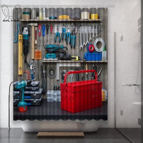 Shovel Hardware Tools Farming Tools Background Wall Bolt Driver Polyester Fabric Shower Curtain for Bathroom