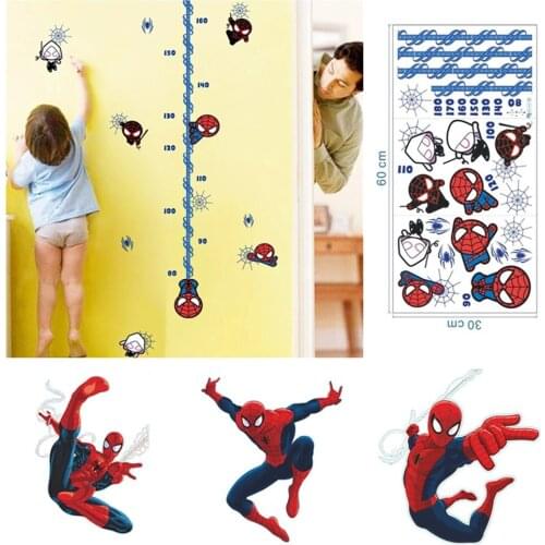 Cartoon Decorative Spiderman Height Wall Stickers For Kids Rooms Nursery PVC Poster Murals Home Decor Holiday Baby Gifts Decals