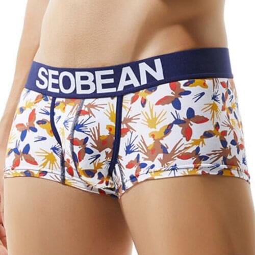 SEOBEAN Men Cotton jockstrap lingerie Butterfly Printed neopreno hombre Underwear Man Boxer calzoncillos ondergoed mannen shorts