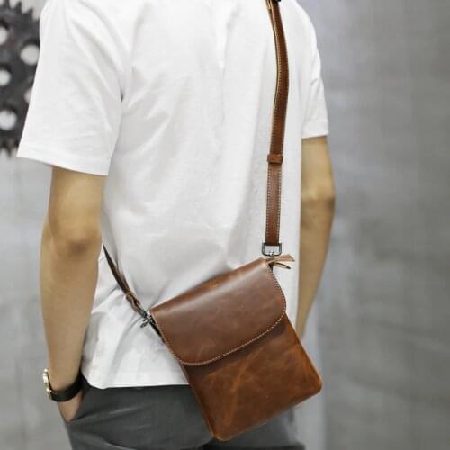 New Design Men Bags Handbag Crazy Horse PU Leather Bag Men Small Shoulder Handbags Male Brand Designer Messenger Crossbody Bag