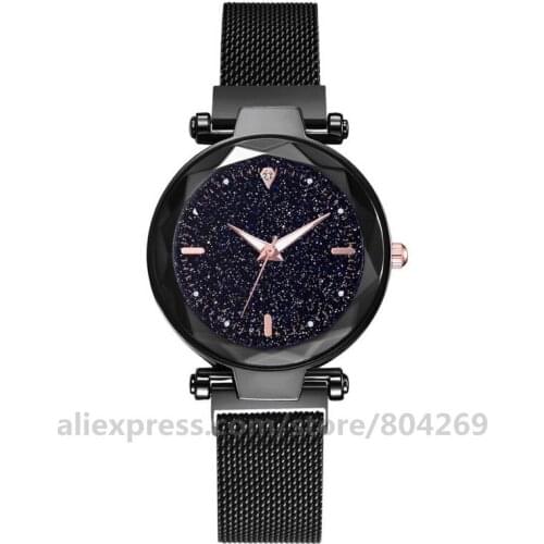 Wholesale Fashion Women Luminous Dial Magnetic Band Watch Starry Sky Charming Women Wrist Watch Most Popular Lady Magnetic Watch