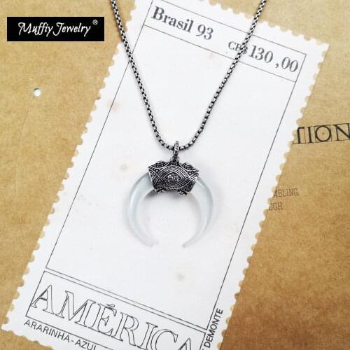 Necklace Chain with Tiger Tooth Pendant New Fashion Jewelry 925 Sterling Silver Vintage Bijoux Protection Gift For Men Women