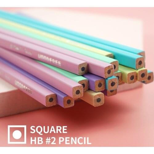 Square shaped Pastel Seriese Woodfree HB No.2 Pencil for school and office made of plastic Safe and Eco Friendly