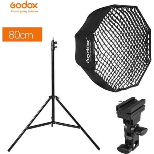 Godox Portable 80cm / 32" Octagon Umbrella Softbox with Light Stand,Honeycomb Grid,Hot Shoe Holder Bracket for Flash Speedlight