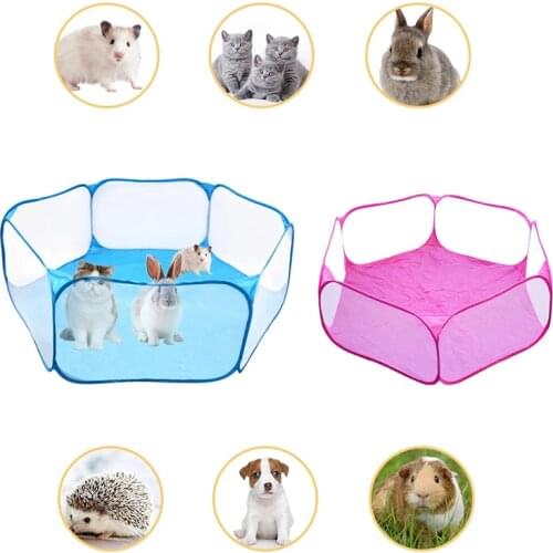 Portable Pet Fence Foldable Small Dog Cat Animal Cage Game Playground Fences for Hamster Chinchillas and Guinea- Pigs