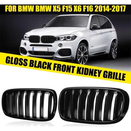1 Pair Car ABS Replacement Gloss Black Double Slats Front Kidney Racing Grille For BMW F15 F16 X5 X6 2013 2014 2015 2016 2017