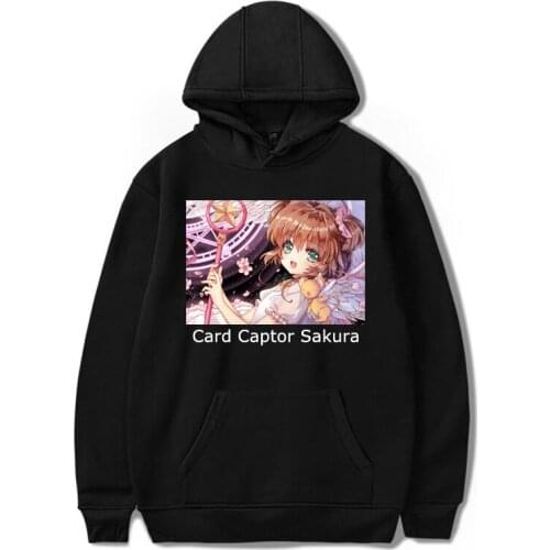 Japan Anime Sakura Card Captor Hoodie Women Men Hip Hop Tops Sweatshirts Thin Velvet Warm Printed Coat Hooded Harajuku Tracksuit
