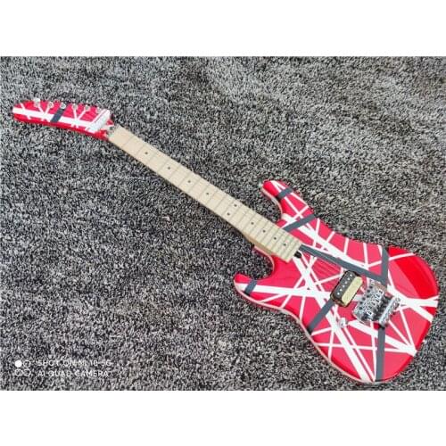 High quality high texture red and white line electric guitar, can be customized products, maple fingerboard silver accessories
