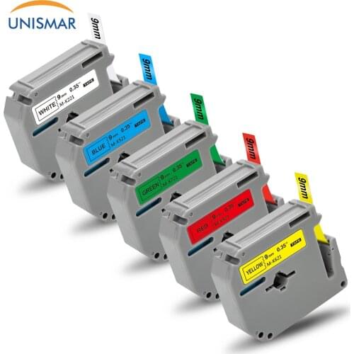 Unismar 5PK 9mm*8m MK221 MK421 MK521 MK621 Label Tapeds for Brother PT-65 PT-70 PT-80 PT-85 PT-90 PT-M95 PT-100 PT-110 PT-45M