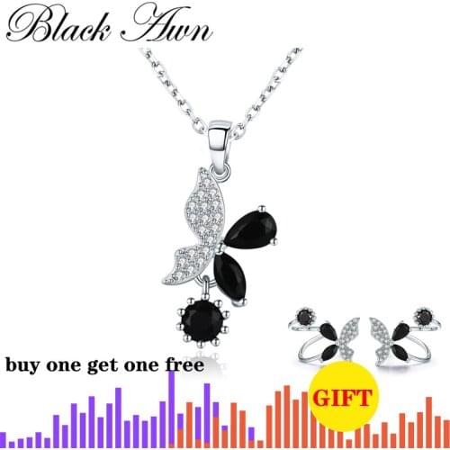 [BLACK AWN] 925 Sterling Silver Jewelry Elegant Necklaces Pendants Trendy Natural Butterfly Womens Bijoux KN015