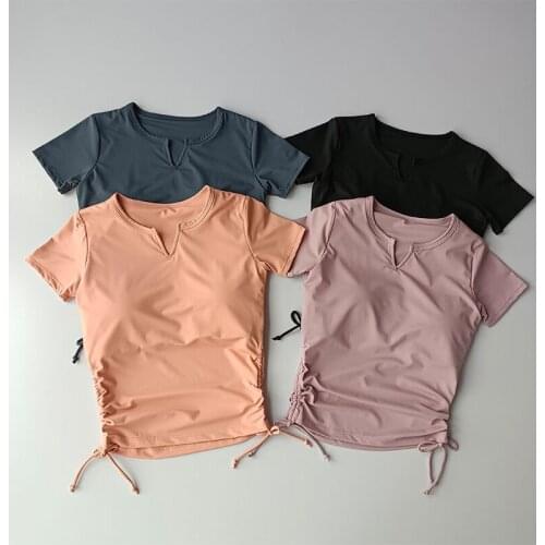 Short Sleeve Gym Blouses Bra Chest Pad Sports Shirt Women Yoga Fitness TopsSport Running Sportswear Breathable Workout T-Shirts