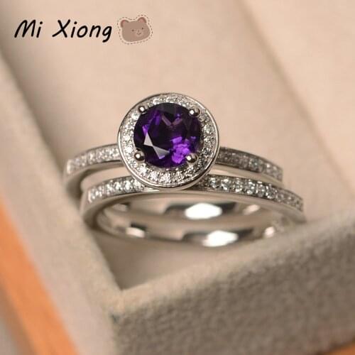 Mi Xiong Sterling Silver 925 Rings for Women 18 Color Big Carat Diamond Round Luxury Jewelry Engagement Classic Wedding Romantic