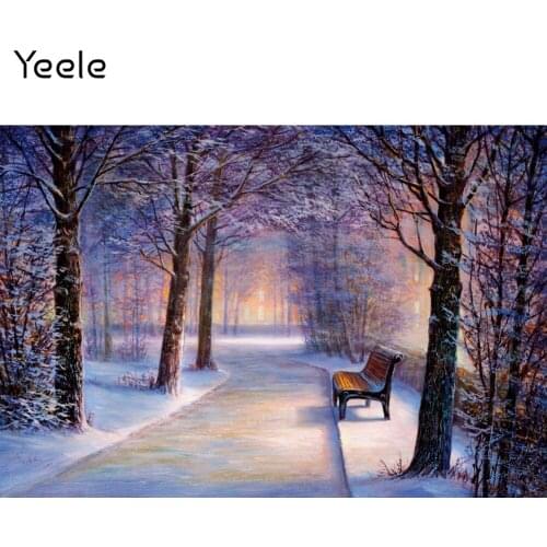 Yeele Winter Backdrop Forest Road Snowflack Pet Baby Portrait Background Photocall Photographic Prop Photography Photo Studio